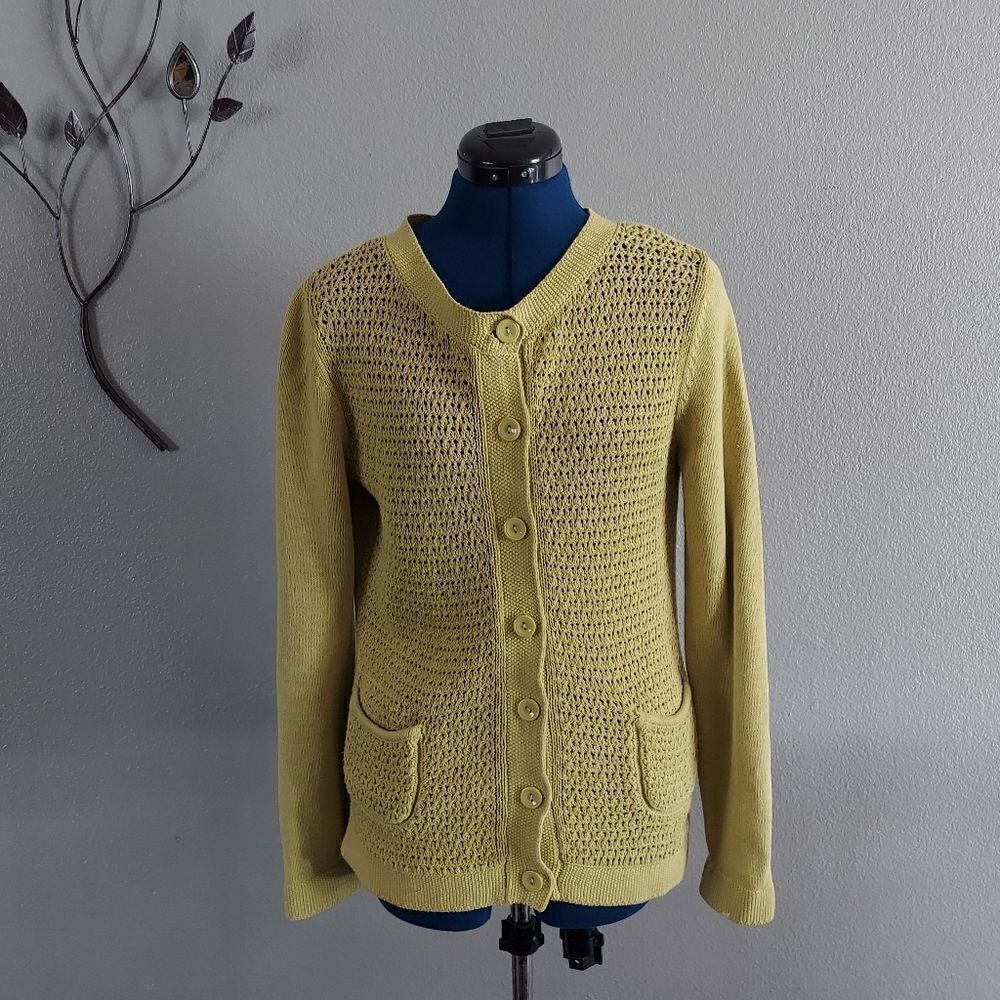 Pendleton Vintage Sweater Green Button Down Knit Cardigan Cotton Size Small